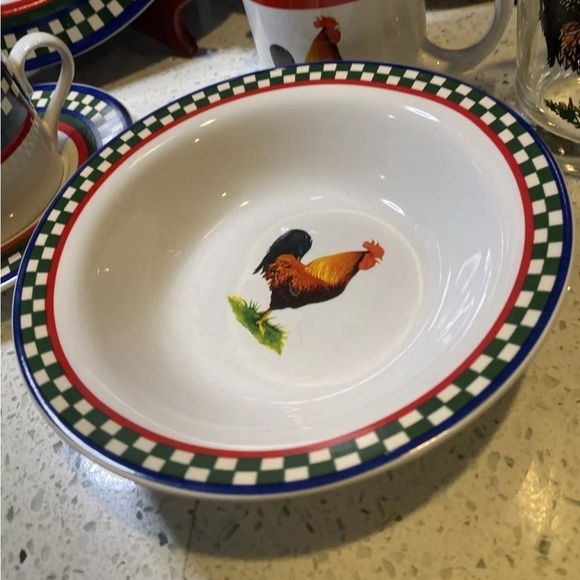 7pc INTL Tableworks Bob Timberlake Ella's Rooster Dinner Place Setting VTG - Picture 3 of 8